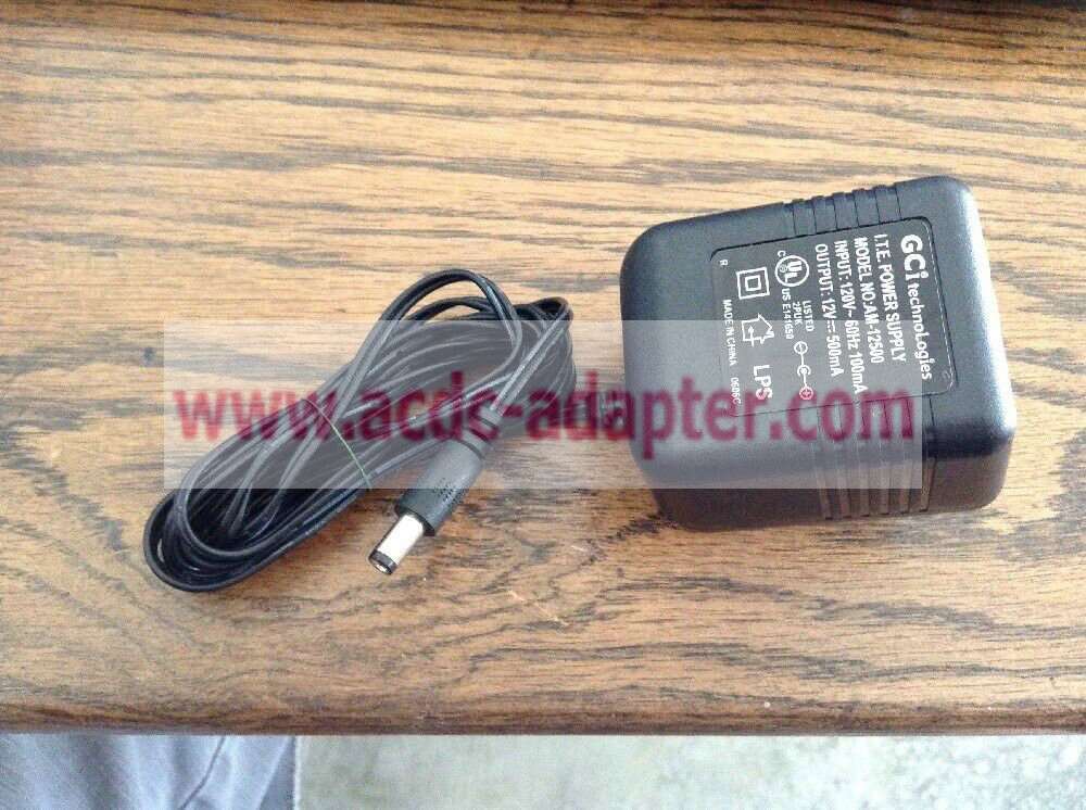 NEW GCI Technologies 12VDC 500mA I.T.E. Power Supply AM-12500 Wall plug AC/DC NEW GCI Technologies 12VDC 500mA I.T.E. Power Supply AM-12500 Wall plug AC/DC